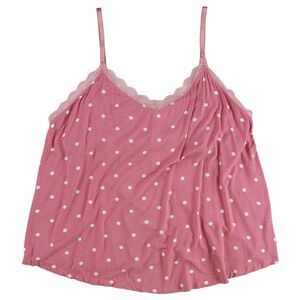 Seeing Stars Womens Polka Dot Pajama Sleep Cami Tank Top, Pink, NWT